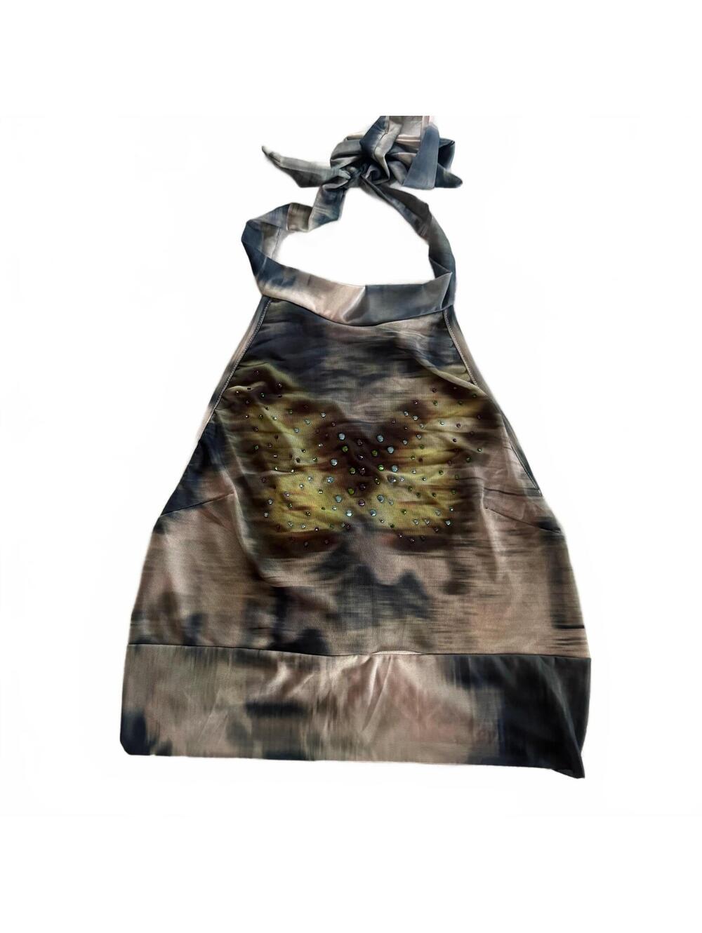 Y2K Butterfly Halter Top Womens Small Forever 21 Mesh Rhinestone Fairy Grunge S